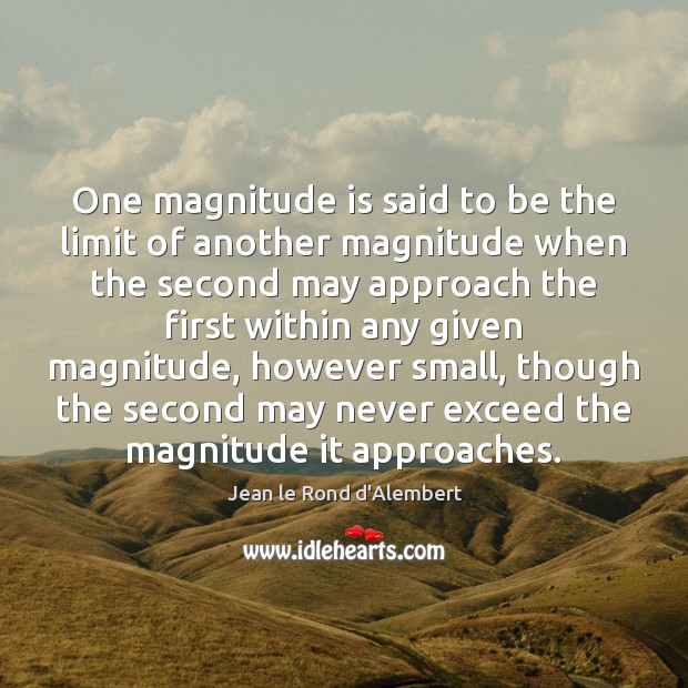 One magnitude is said to be the limit of another magnitude when Image
