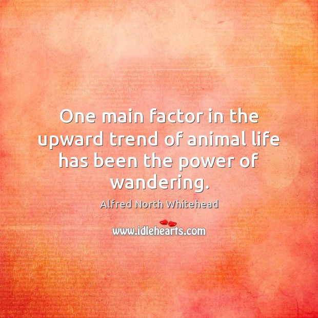 One main factor in the upward trend of animal life has been the power of wandering. Alfred North Whitehead Picture Quote
