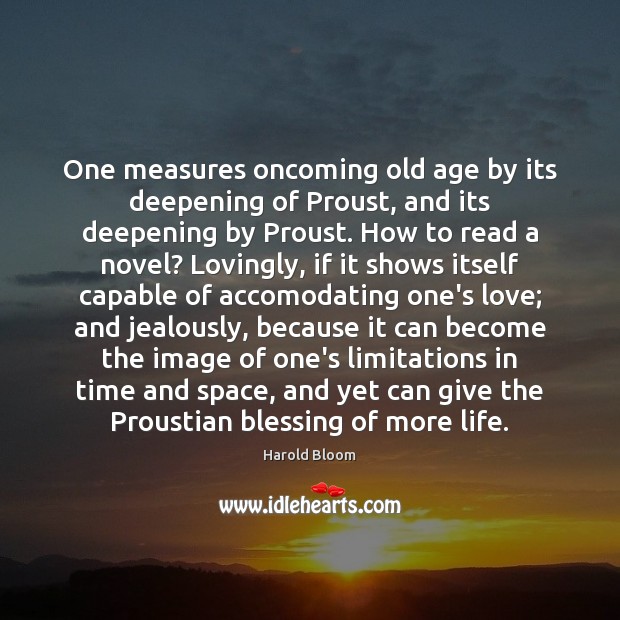 One measures oncoming old age by its deepening of Proust, and its Image