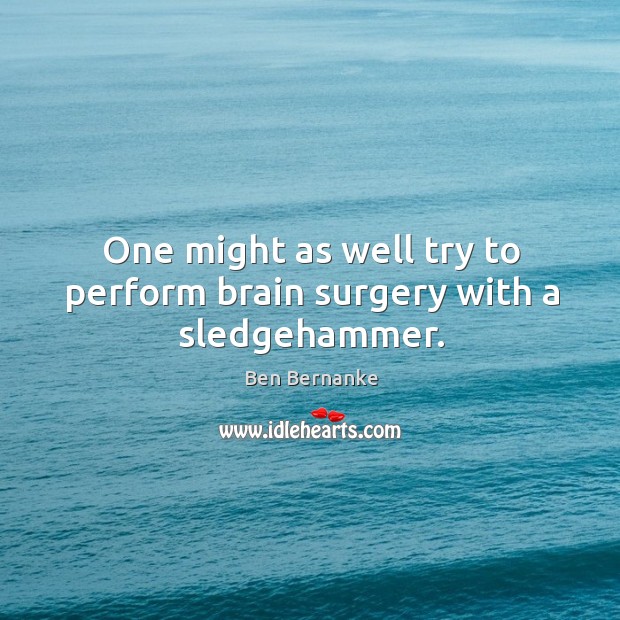 One might as well try to perform brain surgery with a sledgehammer. Ben Bernanke Picture Quote
