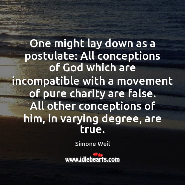 One might lay down as a postulate: All conceptions of God which Simone Weil Picture Quote