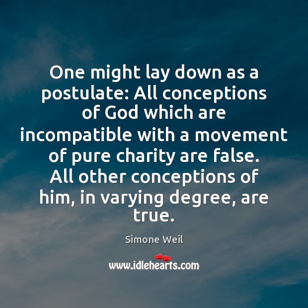 One might lay down as a postulate: All conceptions of God which Simone Weil Picture Quote
