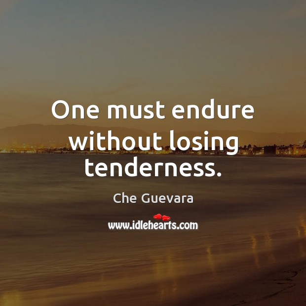 One must endure without losing tenderness. Che Guevara Picture Quote