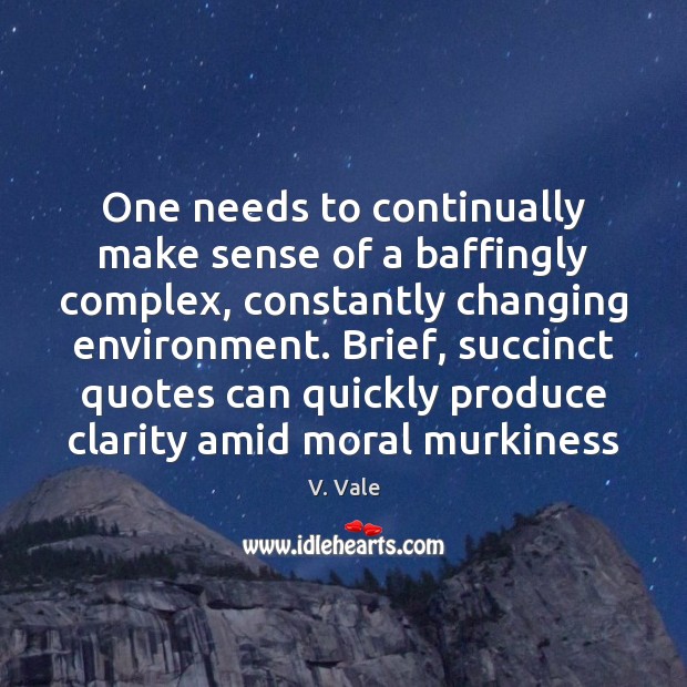 One needs to continually make sense of a baffingly complex, constantly changing V. Vale Picture Quote