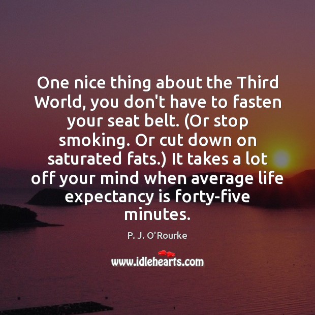 One nice thing about the Third World, you don’t have to fasten P. J. O’Rourke Picture Quote