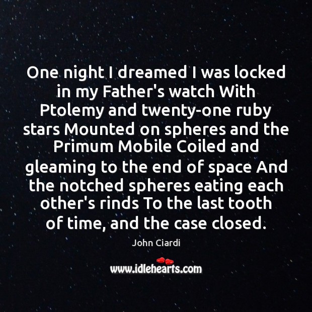 One night I dreamed I was locked in my Father’s watch With Image