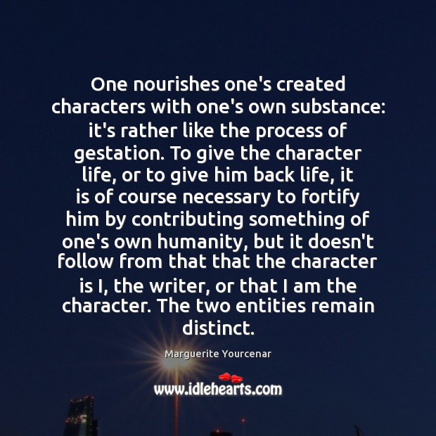One nourishes one’s created characters with one’s own substance: it’s rather like Image