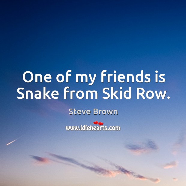 One of my friends is snake from skid row. Steve Brown Picture Quote