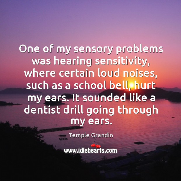 One of my sensory problems was hearing sensitivity, where certain loud noises Temple Grandin Picture Quote