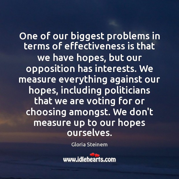 One of our biggest problems in terms of effectiveness is that we 