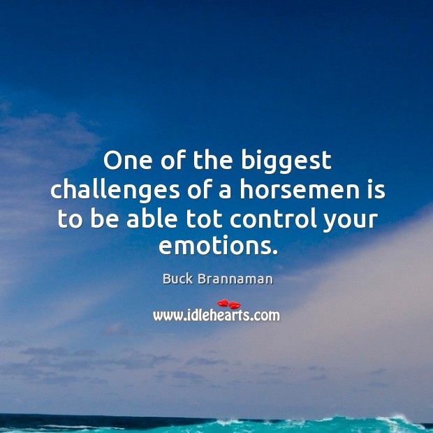 One of the biggest challenges of a horsemen is to be able tot control your emotions. Image