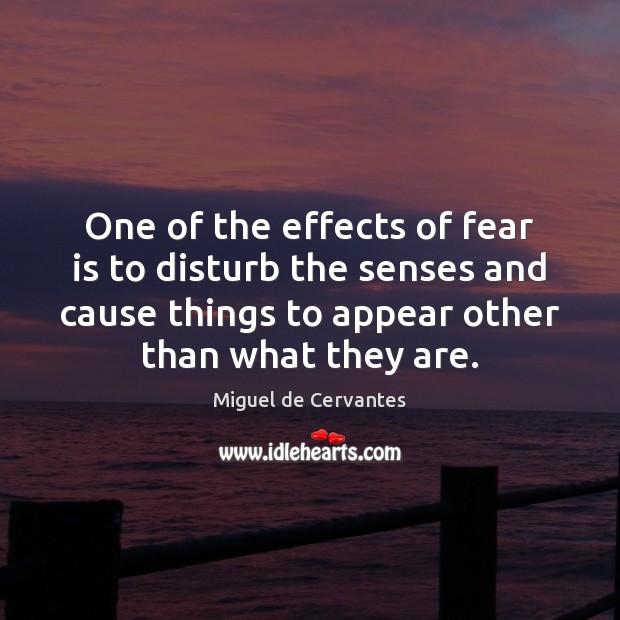 One of the effects of fear is to disturb the senses and Miguel de Cervantes Picture Quote