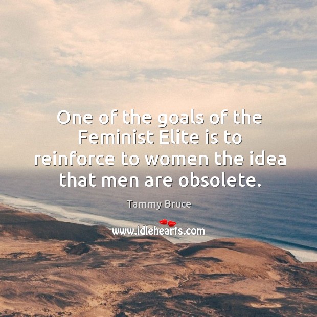 One of the goals of the feminist elite is to reinforce to women the idea that men are obsolete. Tammy Bruce Picture Quote