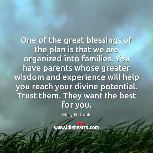 One of the great blessings of the plan is that we are Mary N. Cook Picture Quote