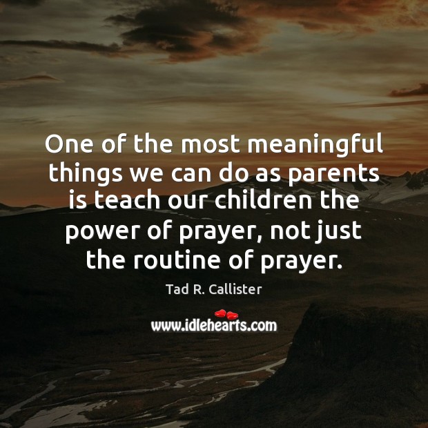 One of the most meaningful things we can do as parents is Tad R. Callister Picture Quote