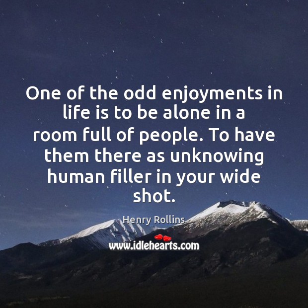 One of the odd enjoyments in life is to be alone in 