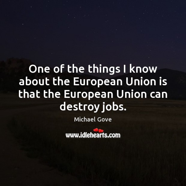 One of the things I know about the European Union is that Union Quotes Image