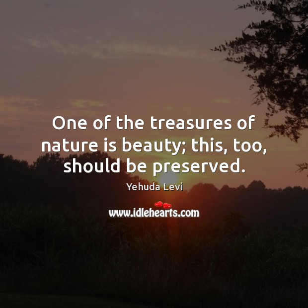 One of the treasures of nature is beauty; this, too, should be preserved. Yehuda Levi Picture Quote