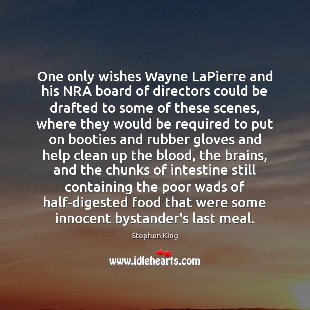One only wishes Wayne LaPierre and his NRA board of directors could Stephen King Picture Quote