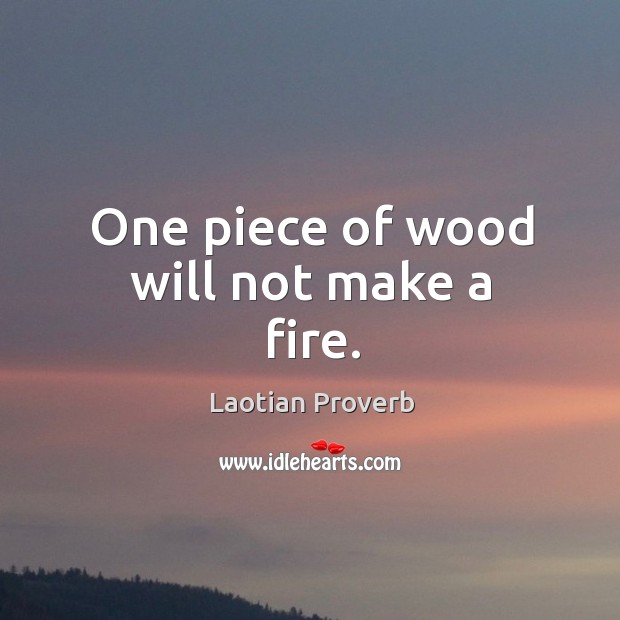 One piece of wood will not make a fire. Laotian Proverbs Image