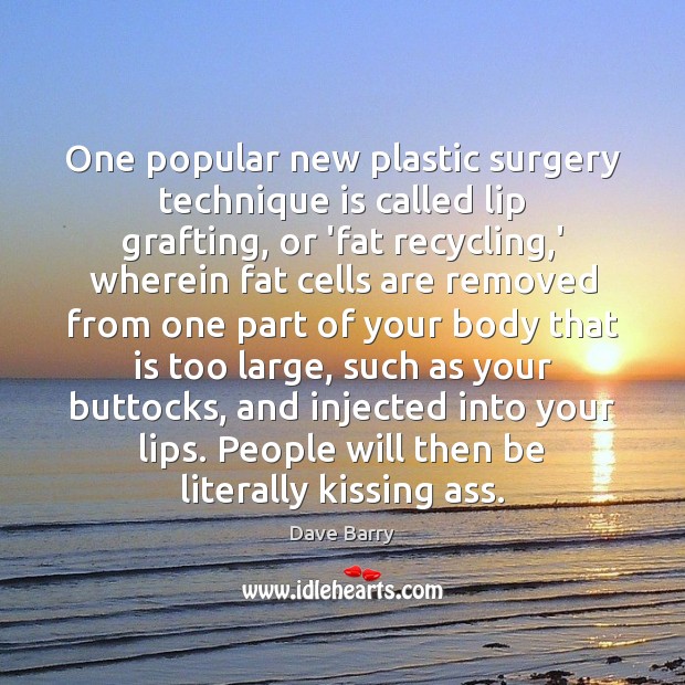 One popular new plastic surgery technique is called lip grafting, or ‘fat Image