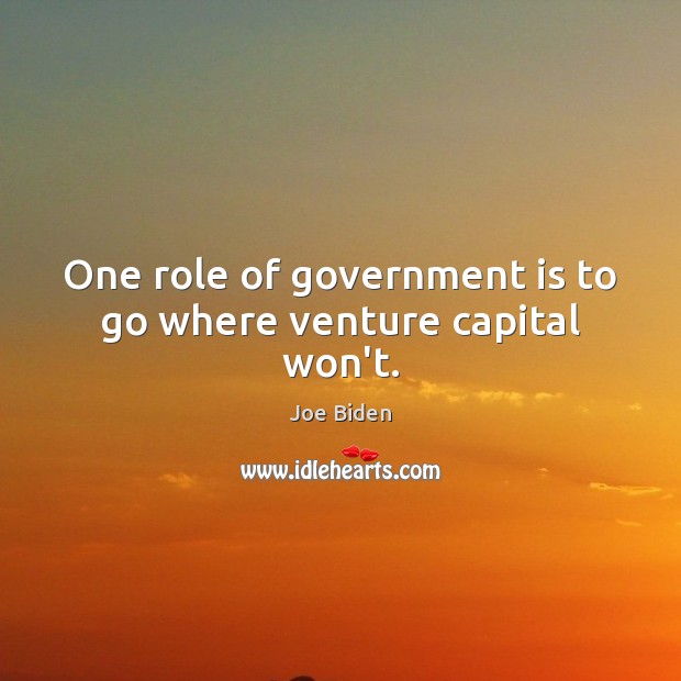 One role of government is to go where venture capital won’t. Joe Biden Picture Quote