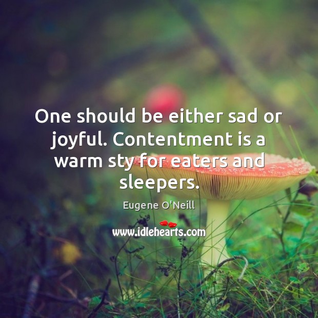 One should be either sad or joyful. Contentment is a warm sty for eaters and sleepers. Image