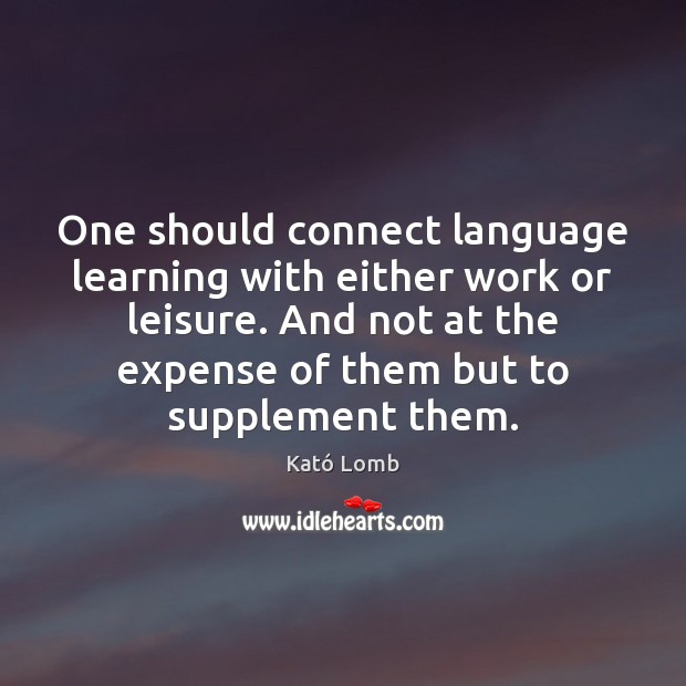 One should connect language learning with either work or leisure. And not Kató Lomb Picture Quote