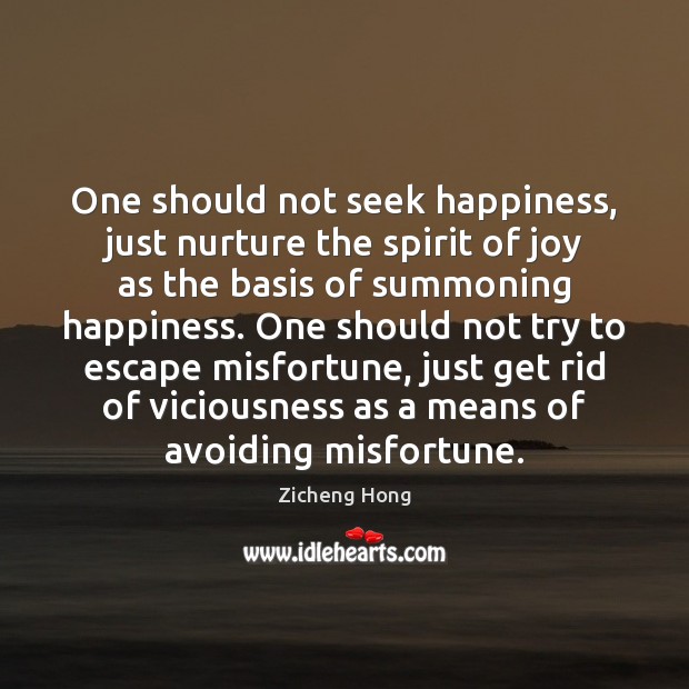 One should not seek happiness, just nurture the spirit of joy as Zicheng Hong Picture Quote