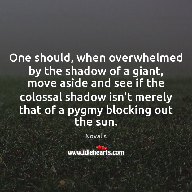 One should, when overwhelmed by the shadow of a giant, move aside Novalis Picture Quote