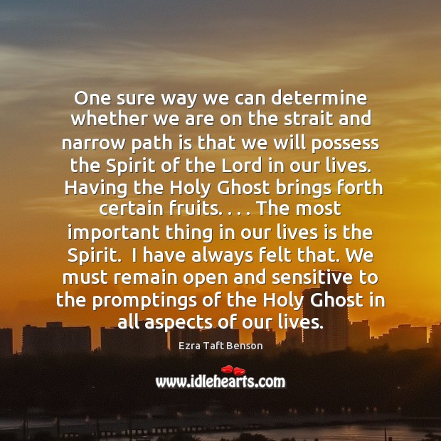 One sure way we can determine whether we are on the strait Ezra Taft Benson Picture Quote