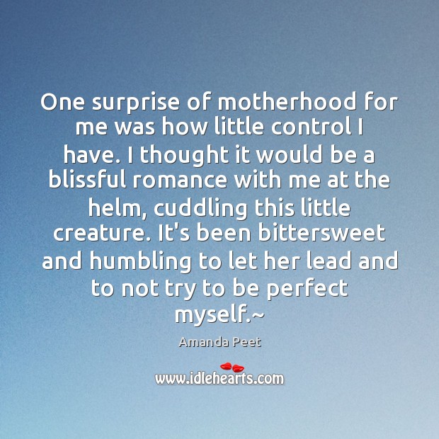 One surprise of motherhood for me was how little control I have. Amanda Peet Picture Quote