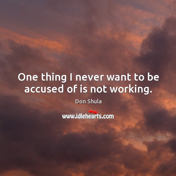 One thing I never want to be accused of is not working. Image