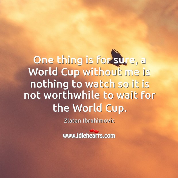 One thing is for sure, a World Cup without me is nothing Zlatan Ibrahimovic Picture Quote