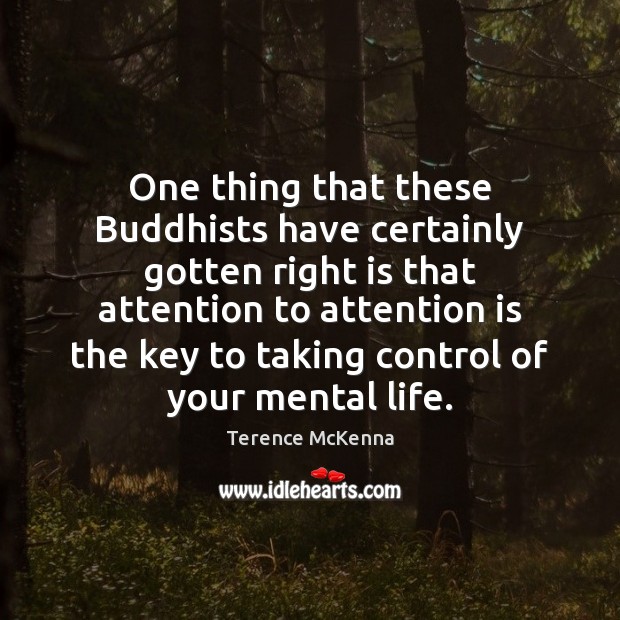 One thing that these Buddhists have certainly gotten right is that attention Terence McKenna Picture Quote