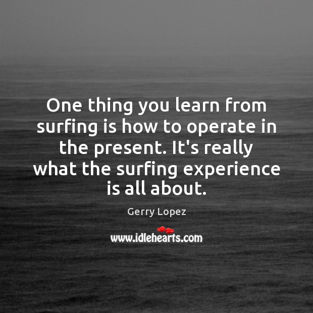 One thing you learn from surfing is how to operate in the Experience Quotes Image