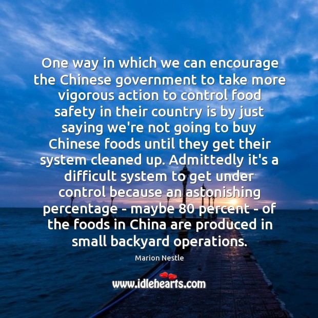 One way in which we can encourage the Chinese government to take Marion Nestle Picture Quote
