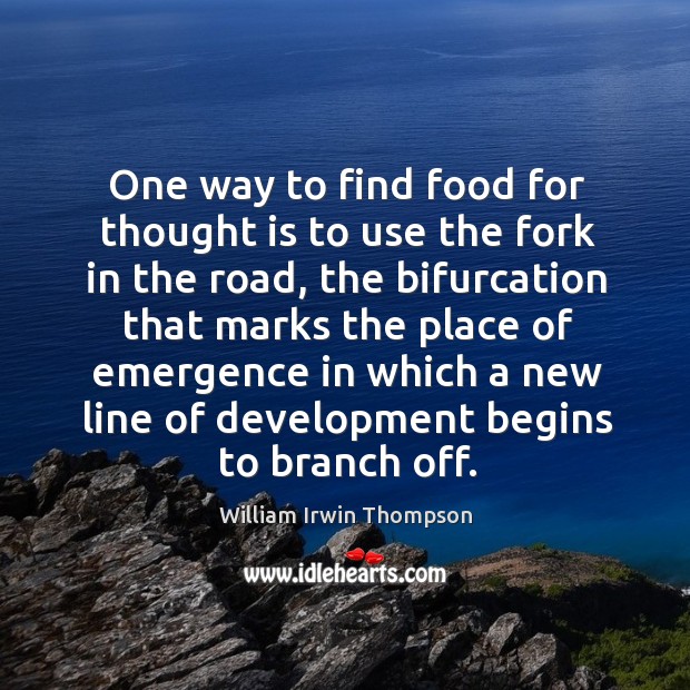 One way to find food for thought is to use the fork in the road, the bifurcation William Irwin Thompson Picture Quote