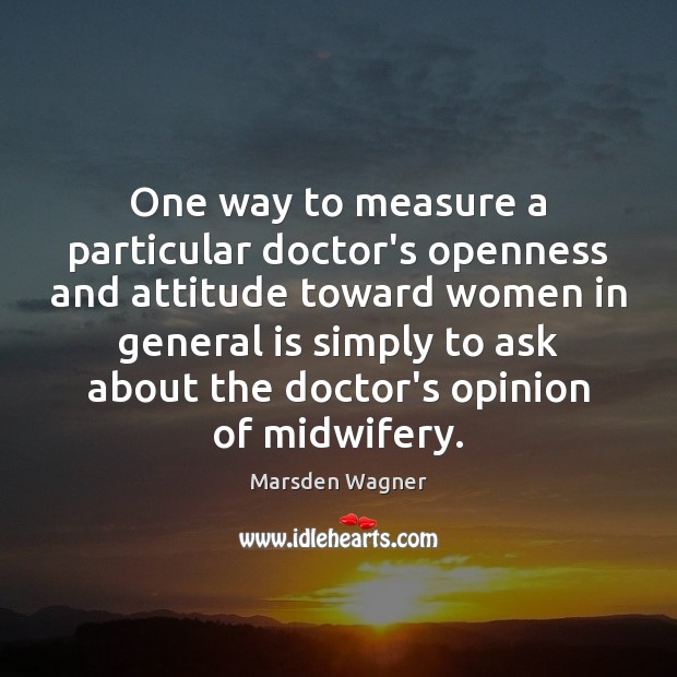 One way to measure a particular doctor’s openness and attitude toward women Marsden Wagner Picture Quote