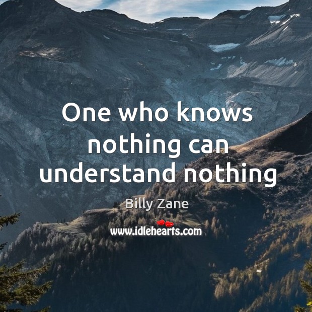 One who knows nothing can understand nothing Billy Zane Picture Quote