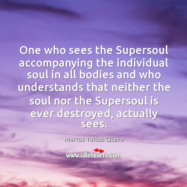 One who sees the supersoul accompanying the individual soul Marcus Tullius Cicero Picture Quote