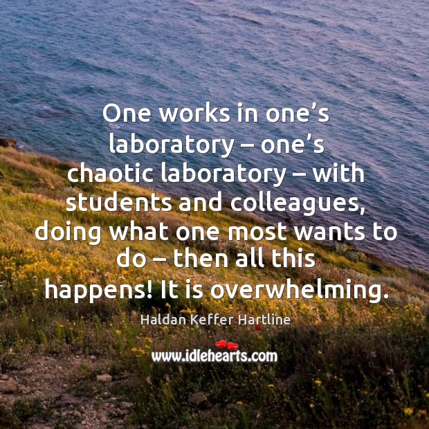 One works in one’s laboratory – one’s chaotic laboratory – with students and colleagues Haldan Keffer Hartline Picture Quote
