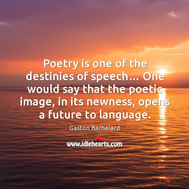 One would say that the poetic image, in its newness, opens a future to language. Gaston Bachelard Picture Quote