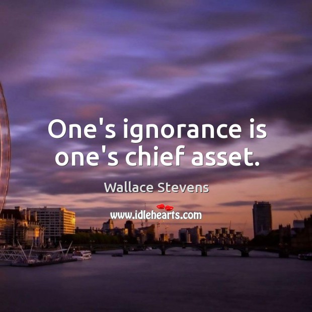 One’s ignorance is one’s chief asset. Image