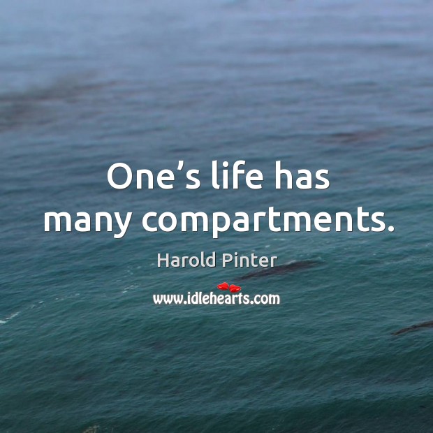 One’s life has many compartments. Harold Pinter Picture Quote