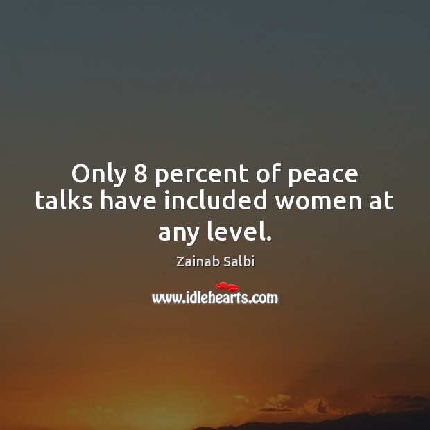 Only 8 percent of peace talks have included women at any level. Zainab Salbi Picture Quote