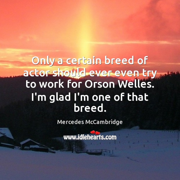 Only a certain breed of actor should ever even try to work Mercedes McCambridge Picture Quote
