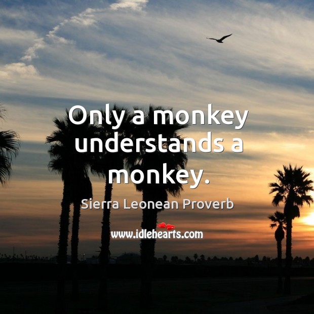 Only a monkey understands a monkey. Sierra Leonean Proverbs Image
