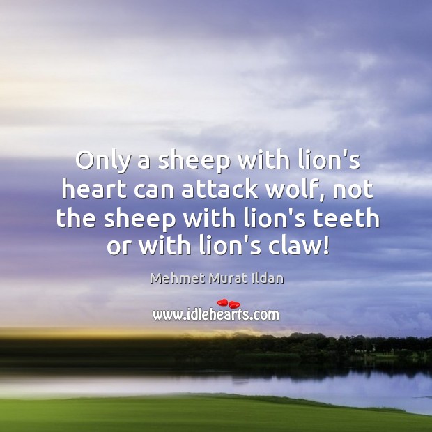 Only a sheep with lion’s heart can attack wolf, not the sheep Image