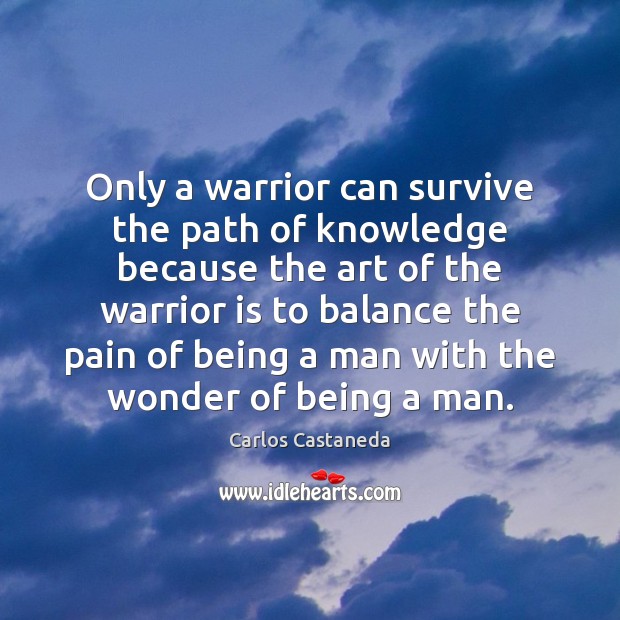Only a warrior can survive the path of knowledge because the art Carlos Castaneda Picture Quote